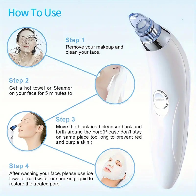 Blackhead Vacuum Remover, Powerful Portable Facial Pore Cleaner With 4 Probes Authentic Cheap Pice