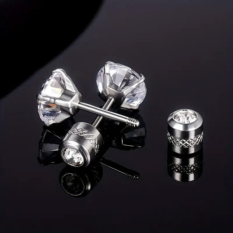 Cubic Zirconia Screw Back Stainless Steel Stud Earrings Buy Cheap Great Deals