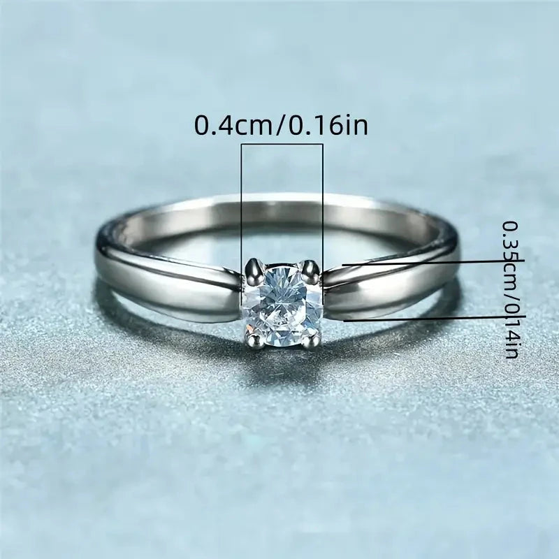 Classic 4-prong Set Round Zirconia Ring For Women Cheapest Pice