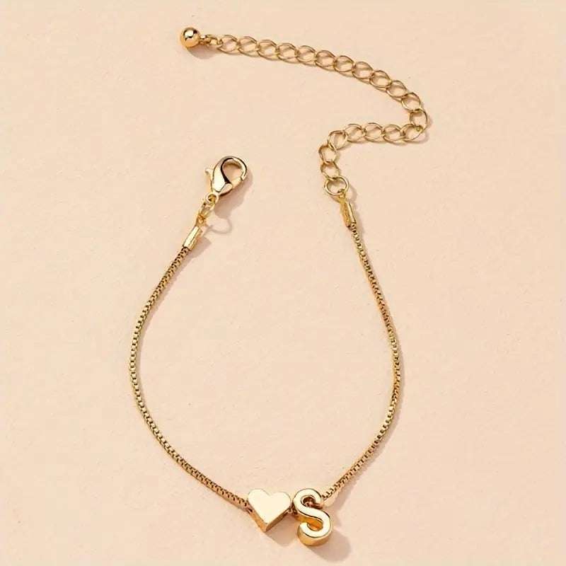 Elegant Love Heart Charm Bracelet - Delicate Minimalist Link Chain Cheap Online Store Manchester