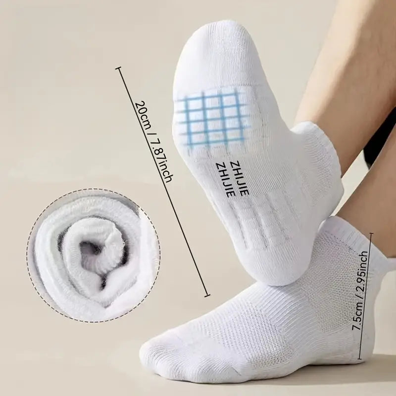 5-Pairs: Casual Ankle Boat Socks With Towel Bottom Sale Sast