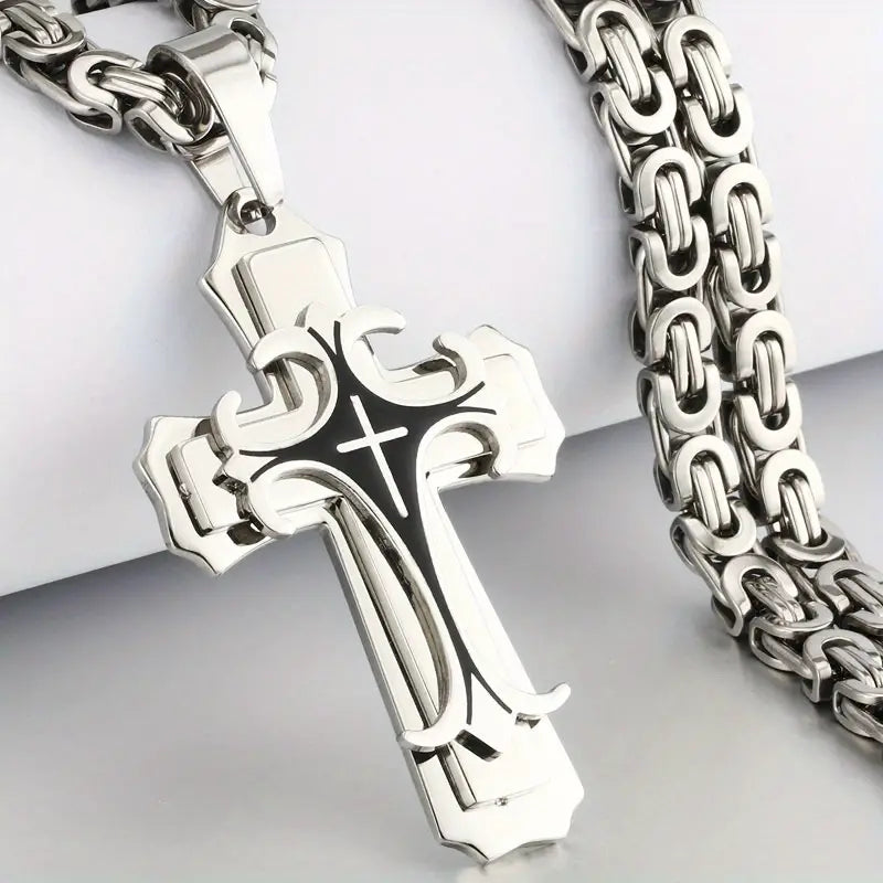 Vintage-Inspired Men's Flat Handmade Cross Pendant Necklace Buy Cheap Footlocker