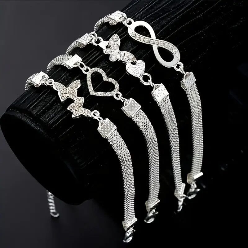 4-Pieces: Wide Edge Chain Anklets Set Sale Wholesale Pice