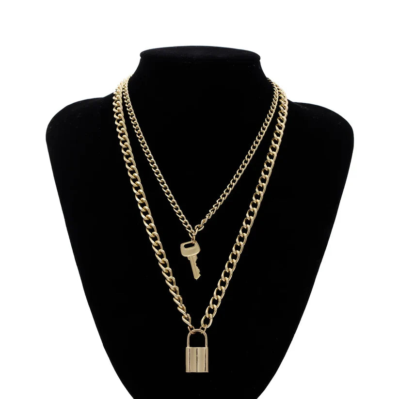 18K Gold Key Lock Necklace Clearance Online Online