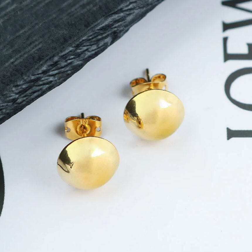 18K Gold Half Ball Stud Earrings Visit Online