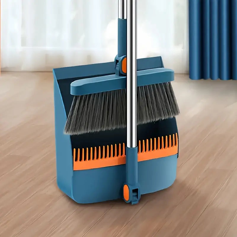 Long Handle Rotating Broom and Dustpan Set with Comb Tooth Cheap Sale Popular