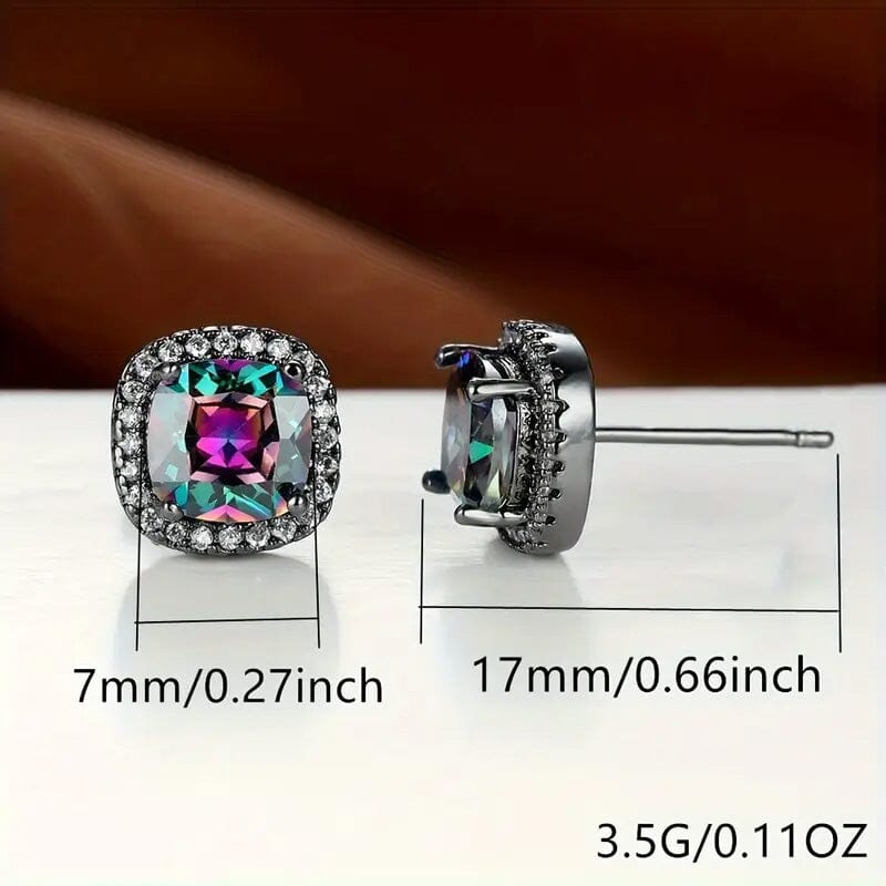 18K Gold Plated Colorful Square Shape Stud Earrings Clearance In China