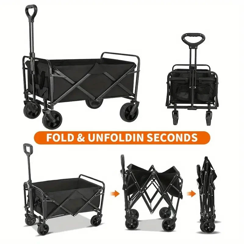 Heavy Duty Utility Portable Foldable Outdoor Beach Garden Wagon Cart with 360° All Terrain Wheels Clearance Extremely