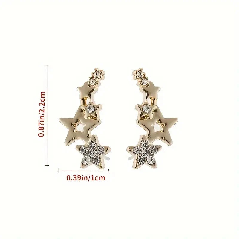 Hollow Star Earrings Zinc Alloy with Rhinestone Accents Official Online