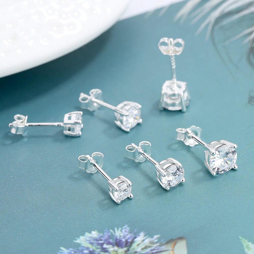 3-Pair Set: Sterling Silver Crystal Stud Earrings 2025 Newest Cheap Online