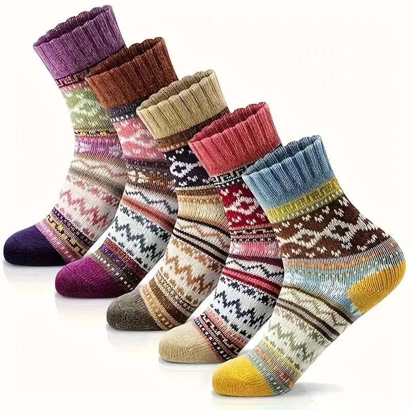 5-Pairs: Women's Comfortable and Warm Crew Socks Free Shipping Low Cost