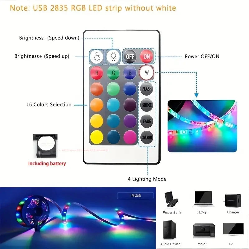 Multicolor LED Light Strip for TV with Remote Control Shop For Online