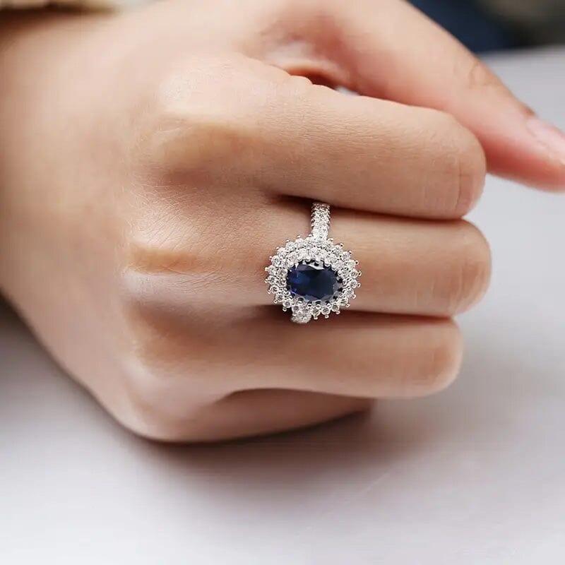 Blue Cubic Zirconia Ring Clearance With Credit Card