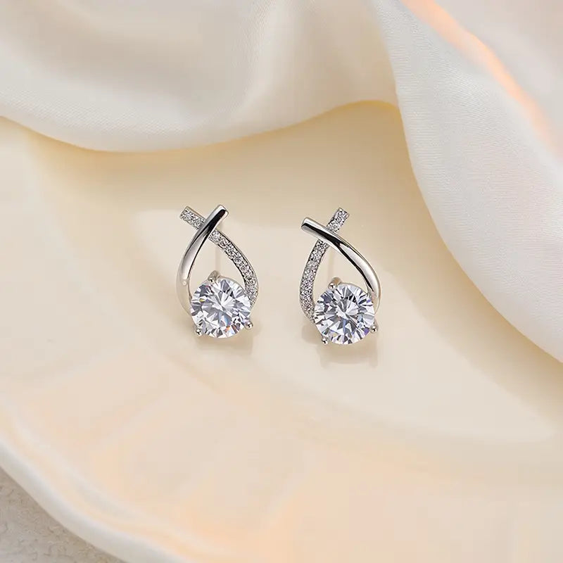 Creatively Designed Cross Earrings With Sparkling Zirconia for Women Free Shipping View