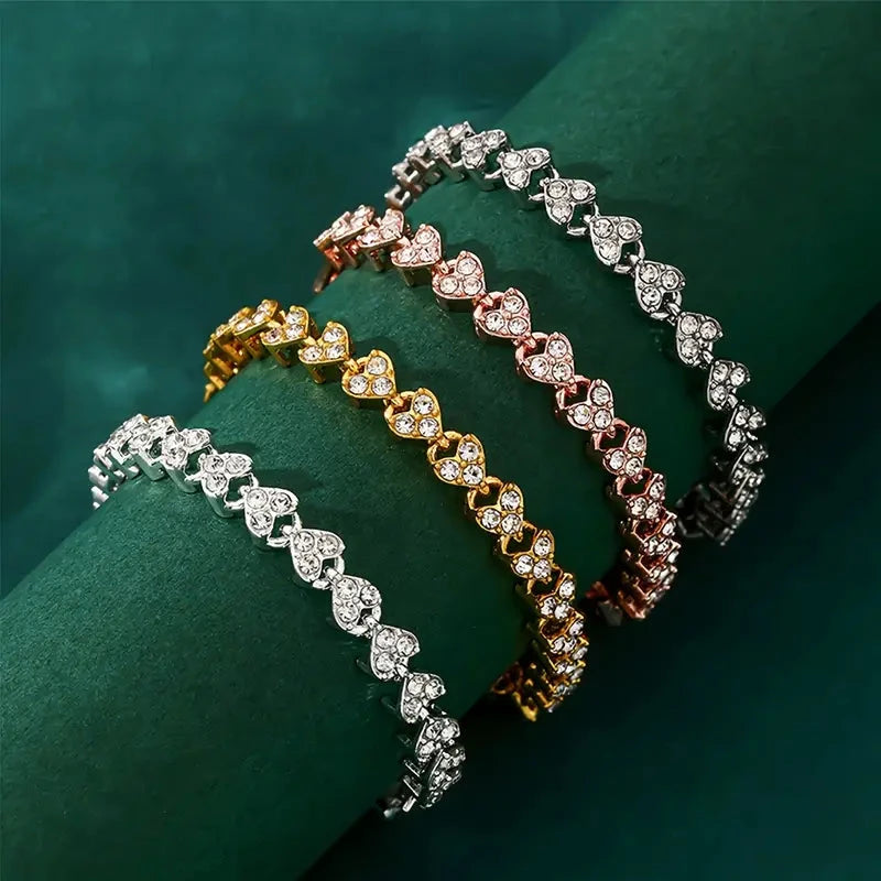 18K Golden Plated Stainless Steel Bracelet with Rhinestone Embellishments Discount Cheap Online