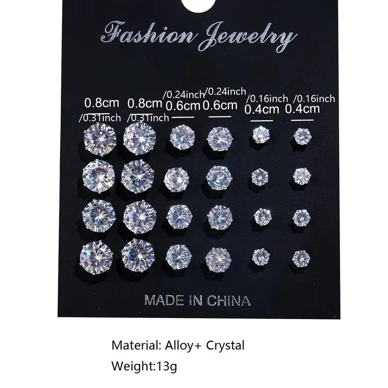 12-Pairs: Fashion Stainless Steel Stud Earrings Visa Payment For Sale