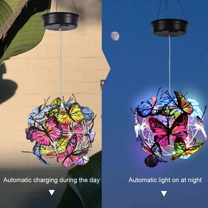 Solar Butterfly Wind Chime Lights, Garden Hanging Decor Lighting Fixture Discount Ebay