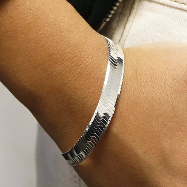 Italian Solid Sterling Silver 10MM Herringbone Bracelet Buy Cheap Hot Sale