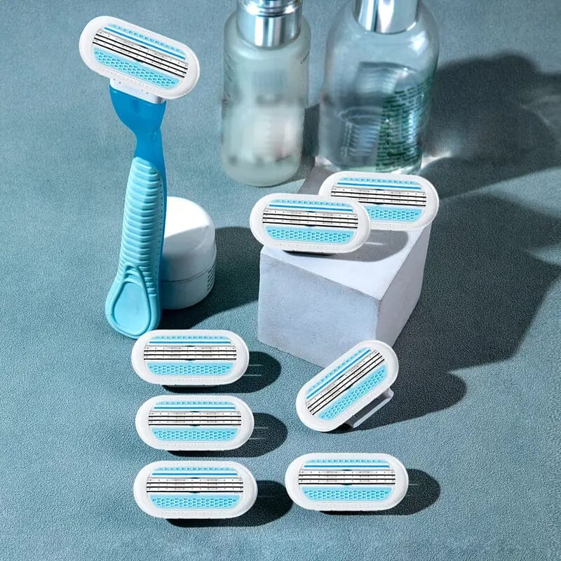 Stainless Steel Women's Hair Razor with 8 Replacement Blades Cheap Sale Professional