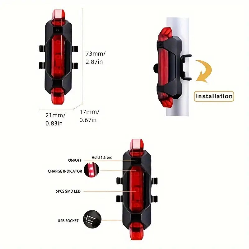 USB Rechargeable LED Bike Tail Light - 4 Flashing Modes For Safety And Visibility Free Shipping Big Discount