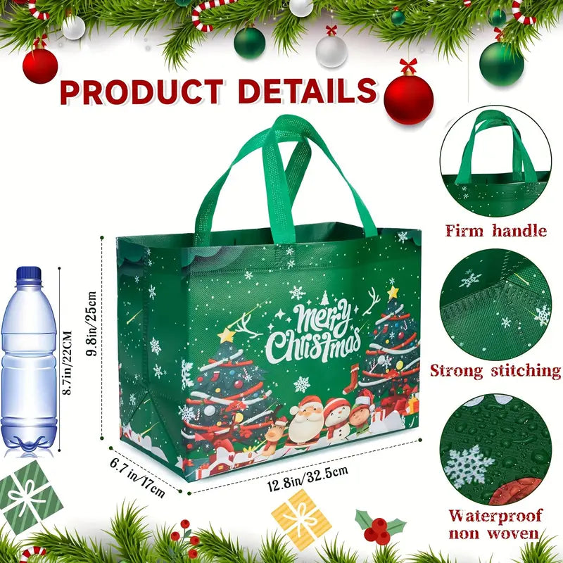 8-Pack: Large Christmas Gift Bags with Handles - Reusable Non-Woven Tote Bags Discount Shop