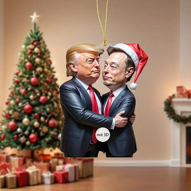 Trump & Musk Photo Acrylic Ornament Versatile Hanging Decor Clearance Fast Delivery