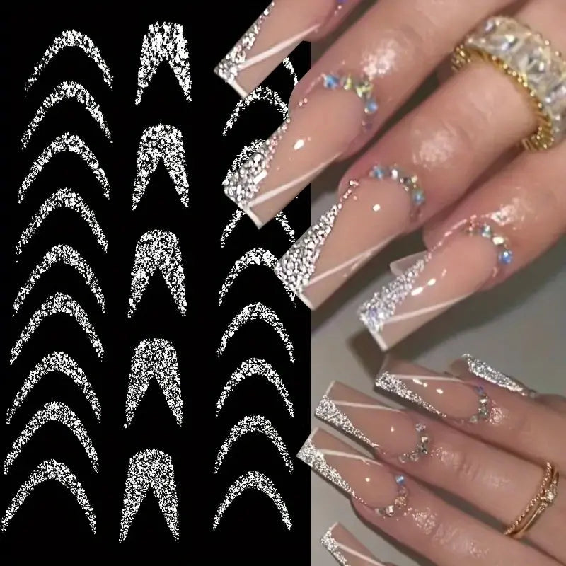 Self Adhesive Glitter Strip Line Nail Art Decals Geniue Stockist