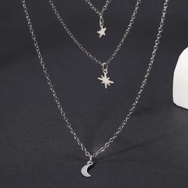 Star Moon Multi-layer Pendant Necklace Clearance Inexpensive