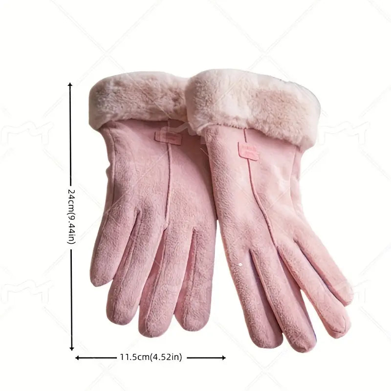 Cashmere Warm Suede Leather Plush Touch Screen Gloves Free Shipping