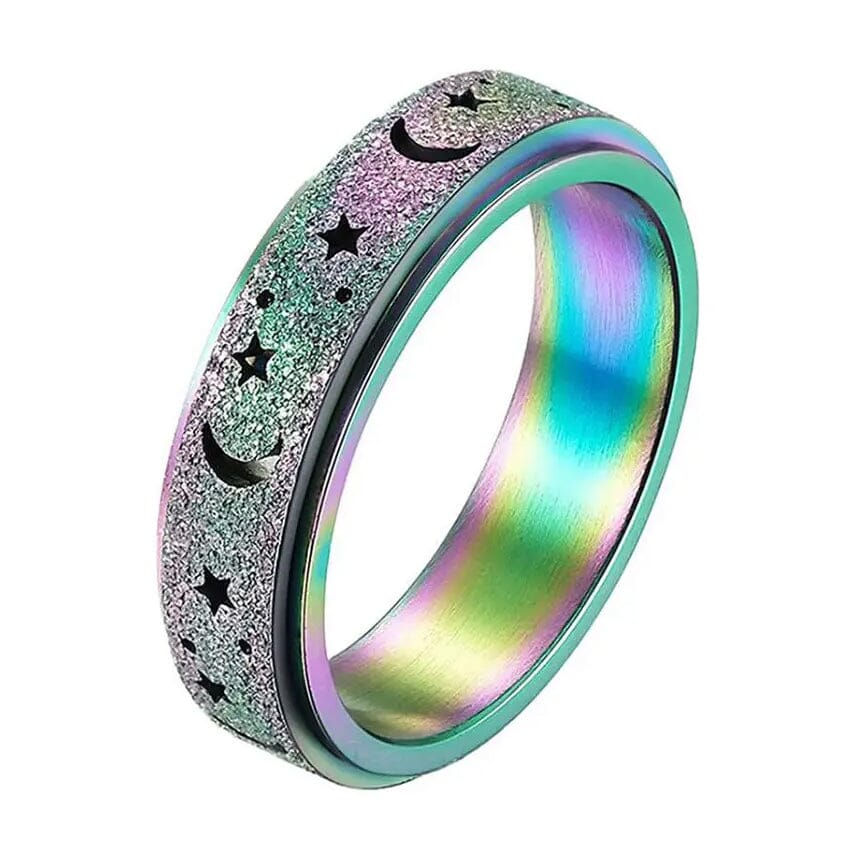 Rotatable Anxiety Fidget Ring Moon and Star Design Online Shop From China