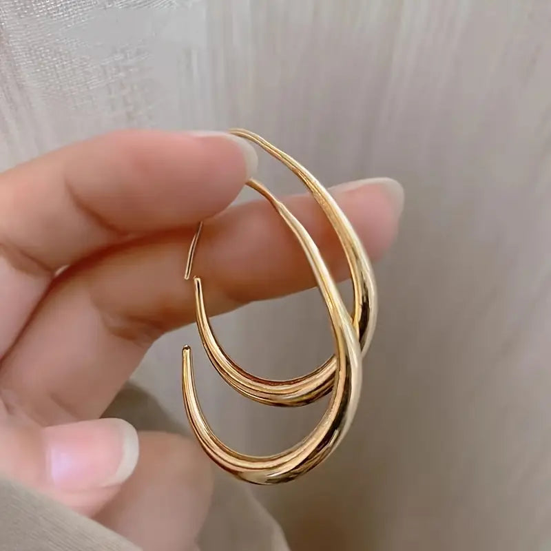 18K Gold Plated Glossy Minimalist Water Drop Design Hoop Earrings Copper Cheap Online Store