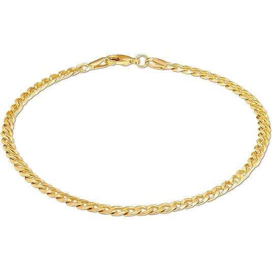 18K Gold Curb Cuban Link Chain Bracelet 8 Inexpensive