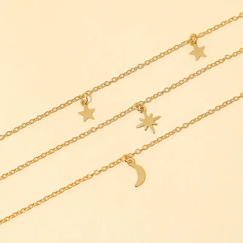 Star Moon Multi-layer Pendant Necklace Clearance Inexpensive