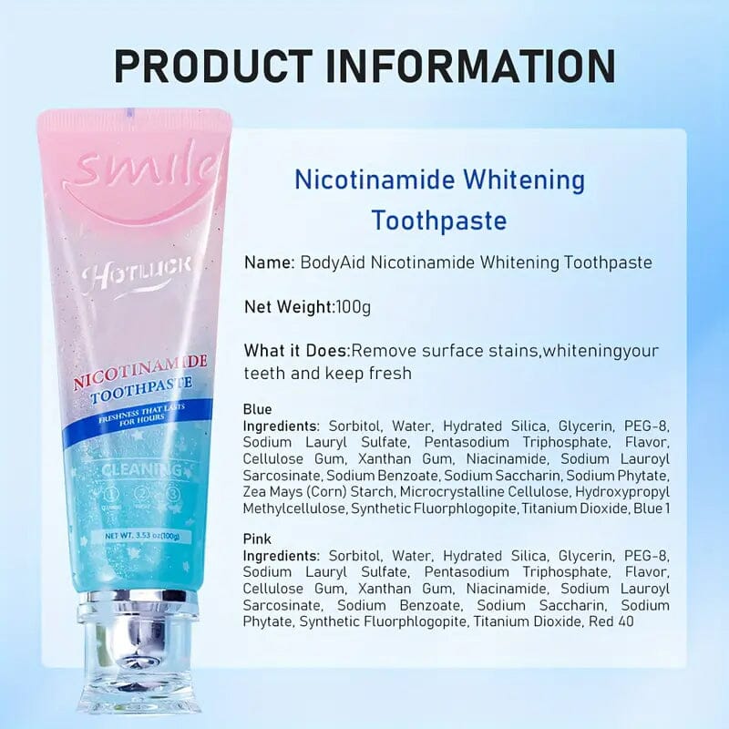 Niacinamide Intensive Whitening Toothpaste - Fresh Breath, Remove Tooth Stains Cheap Sale Countdown Package