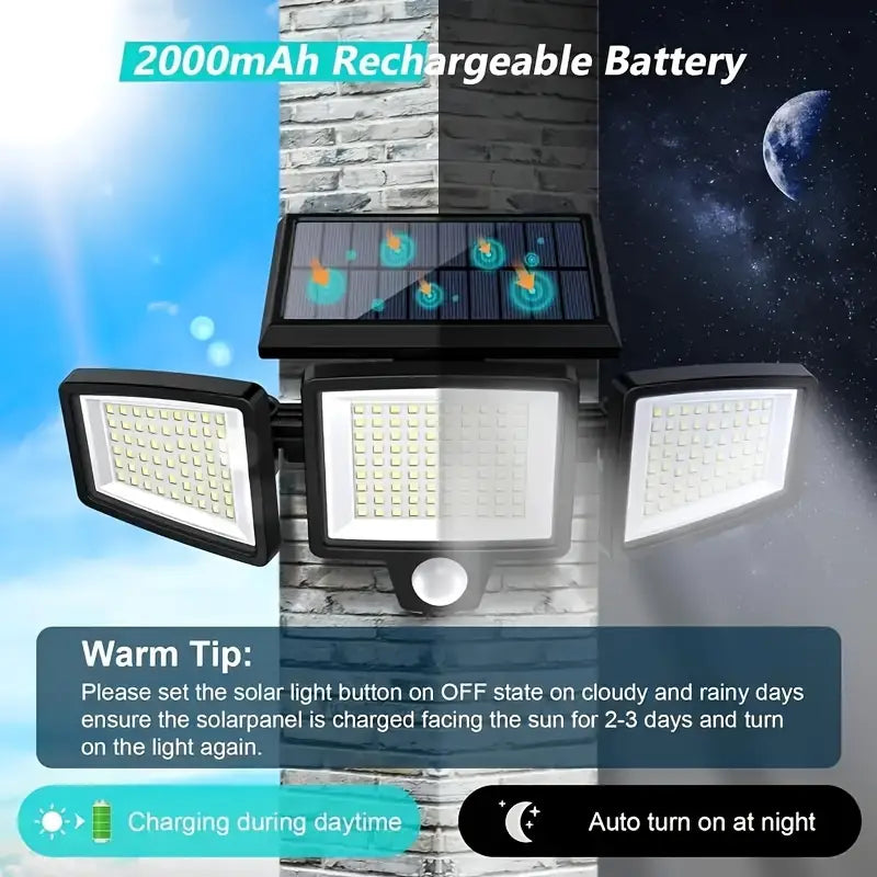 2500 Lumens 210 LED Outdoor Solar Security Light with Remote Control & Motion Sensor Sale Ebay