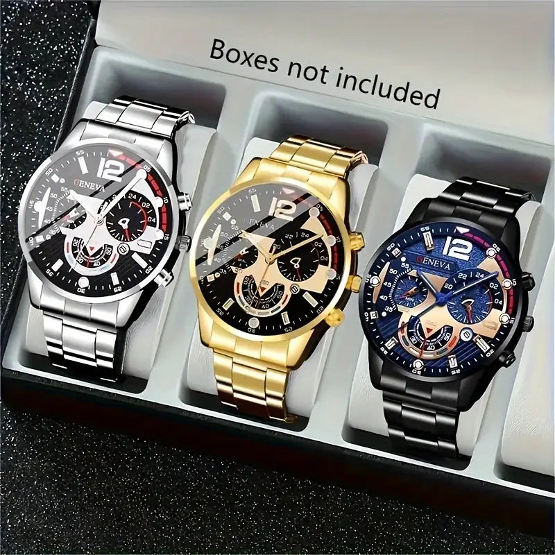 3-Pack: Luxury Men's Quartz Watch Set with Precision Time Scale Free Shipping Outlet Store