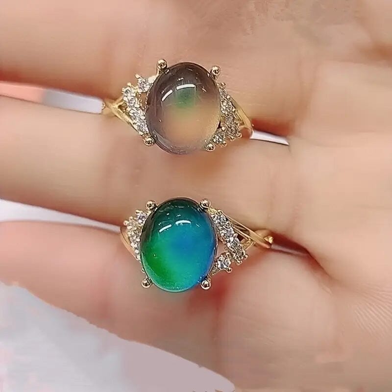 Boho Style Color Changing Mood Stone Cuff Rings Sale Supply