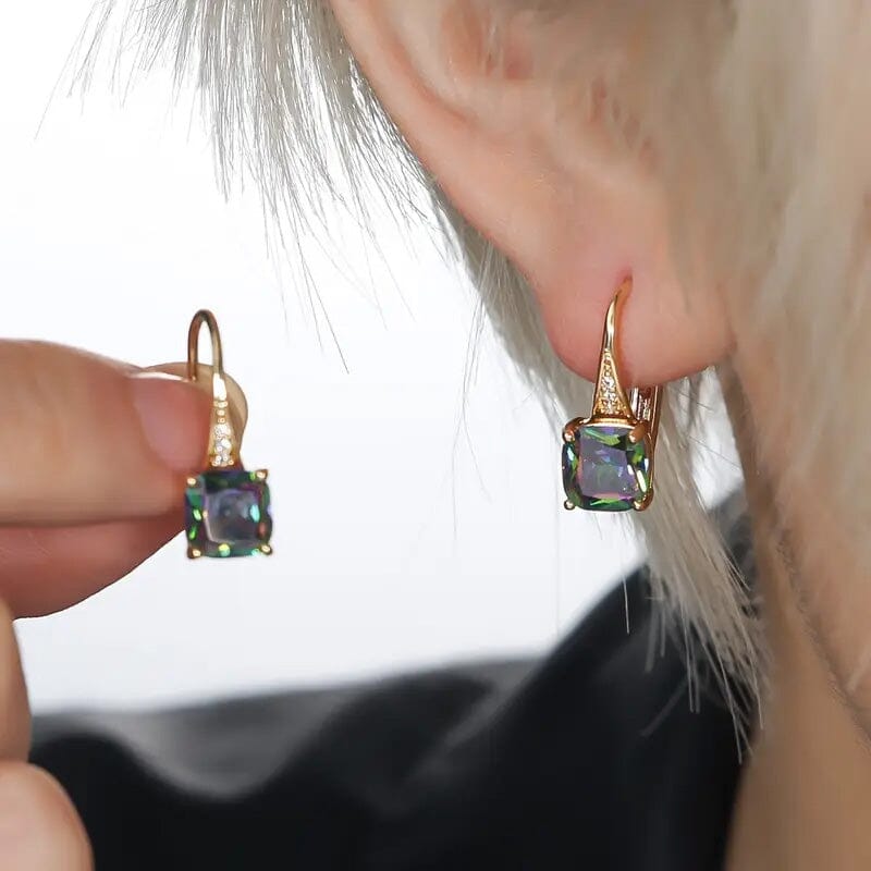 Multicolor Square Cut Stone Drop Earrings Buy Cheap 100% Guaranteed