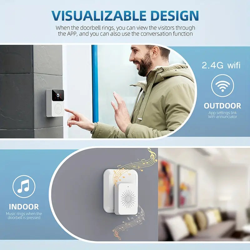 1080P WiFi Smart Video Doorbell with HD Night Vision, Two-Way Audio with App Control For Sale 2025