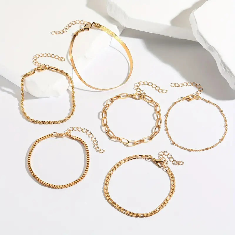 5-Piece: Elegant Multi-Layered Chain Bracelet Set Cheap Low Shipping