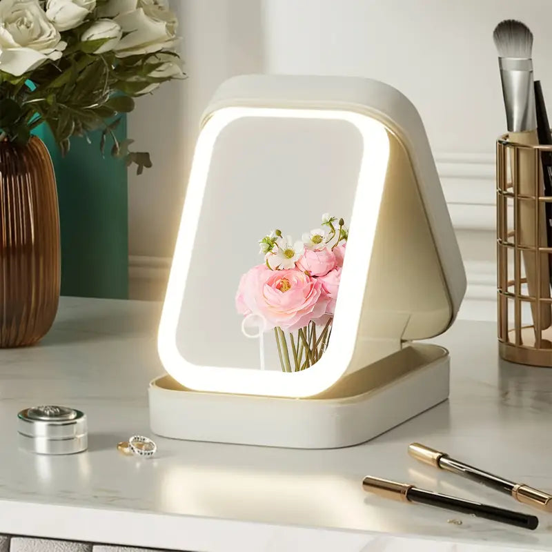 Travel Compact Touch Screen Tabletop Cosmetic Makeup Mirror with LED and 1200mAh Clearance Inexpensive