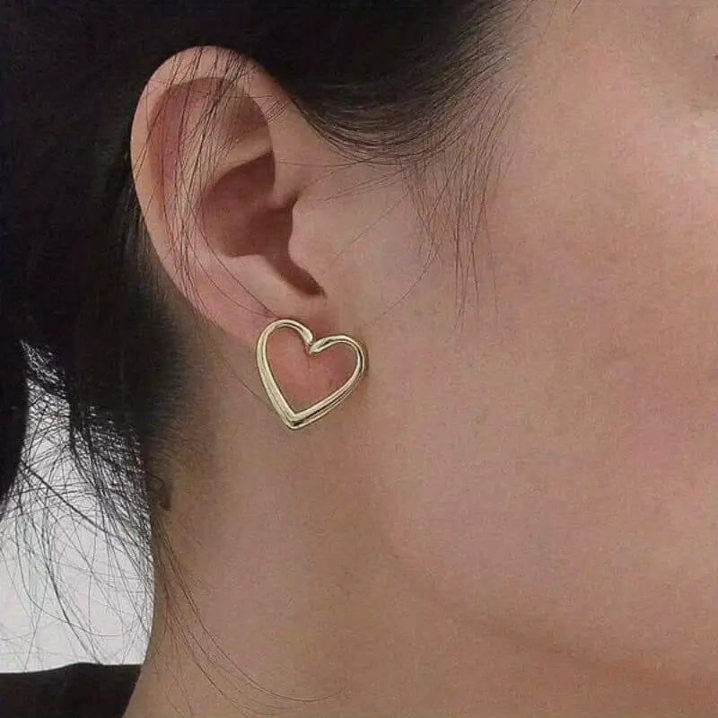 Glossy Hollow Heart Design Stud Earrings Low Cost