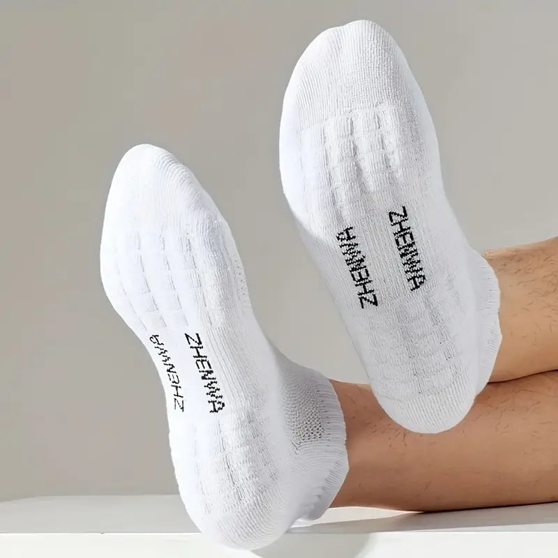 5-Pairs: Casual Ankle Boat Socks With Towel Bottom Sale Sast