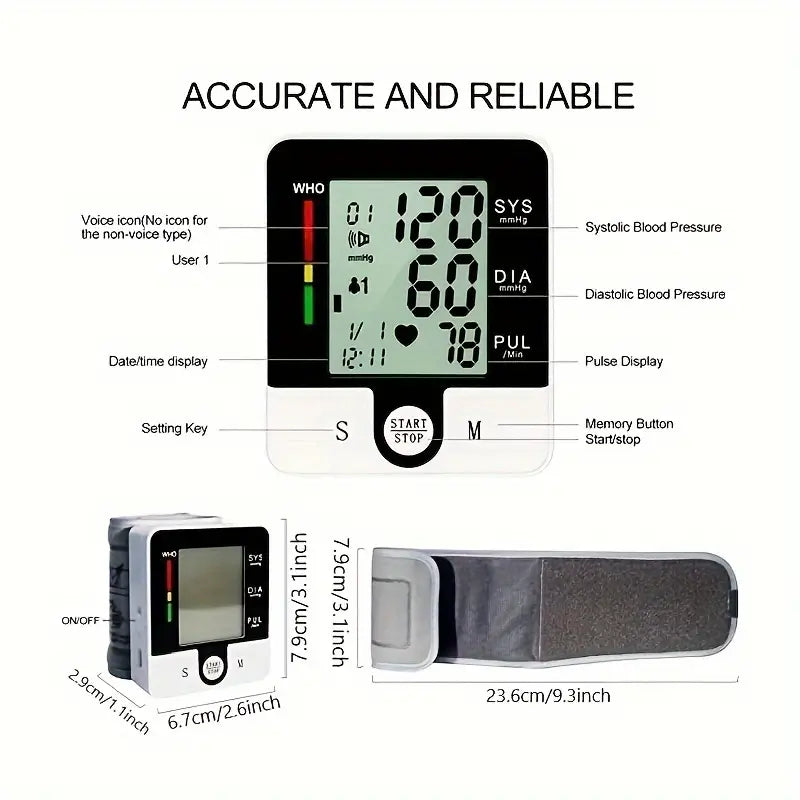 Digital Wrist Blood Pressure Monitor for Adults - Voice-Activated, Heart Rate & Adjustable Cuff Sale Best Pices