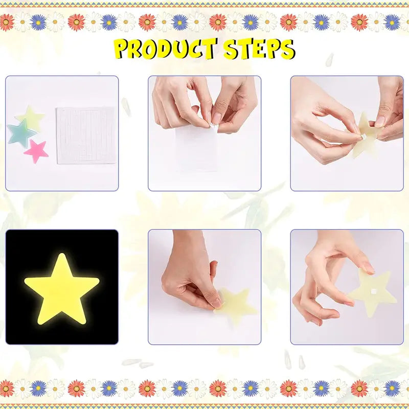 100-Pieces: Glow-in-the-Dark Fluorescent Wall & Ceiling Star Stickers Huge Surprise