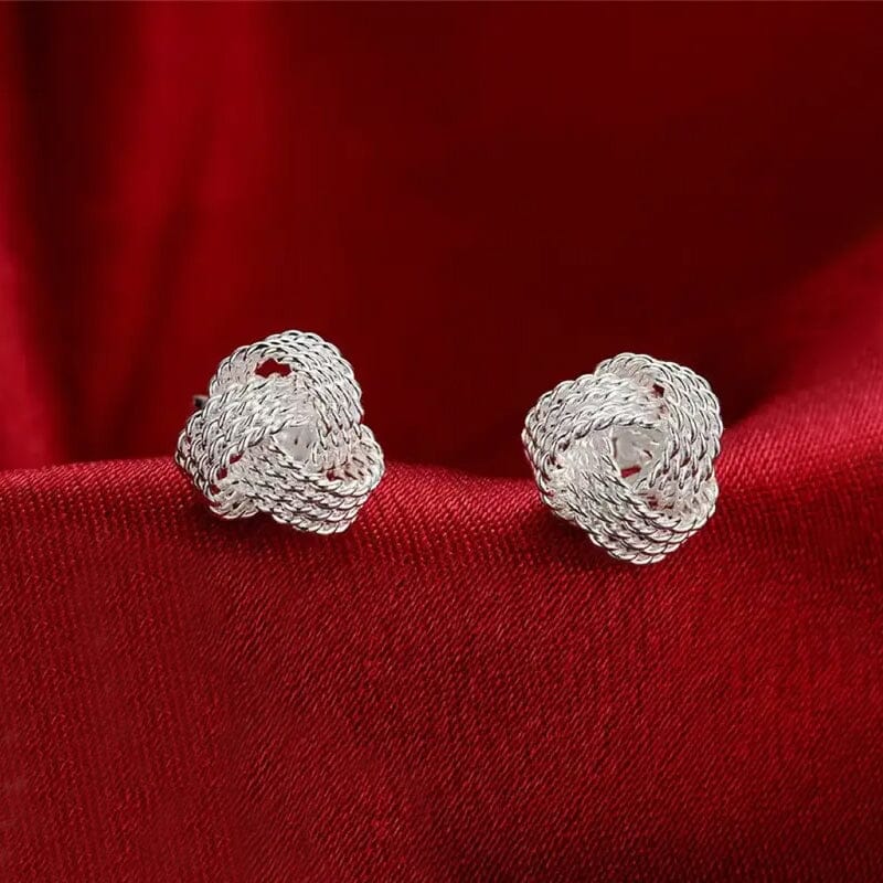 925 Sterling Silver Braided Ball Earrings Discount Sale Online