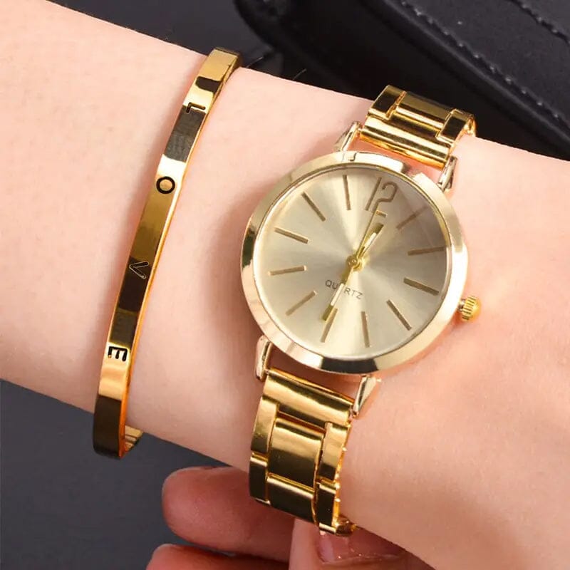 2-Piece Set: Digital Alloy with Quartz Watch and Love Bracelet With Mastercard Online