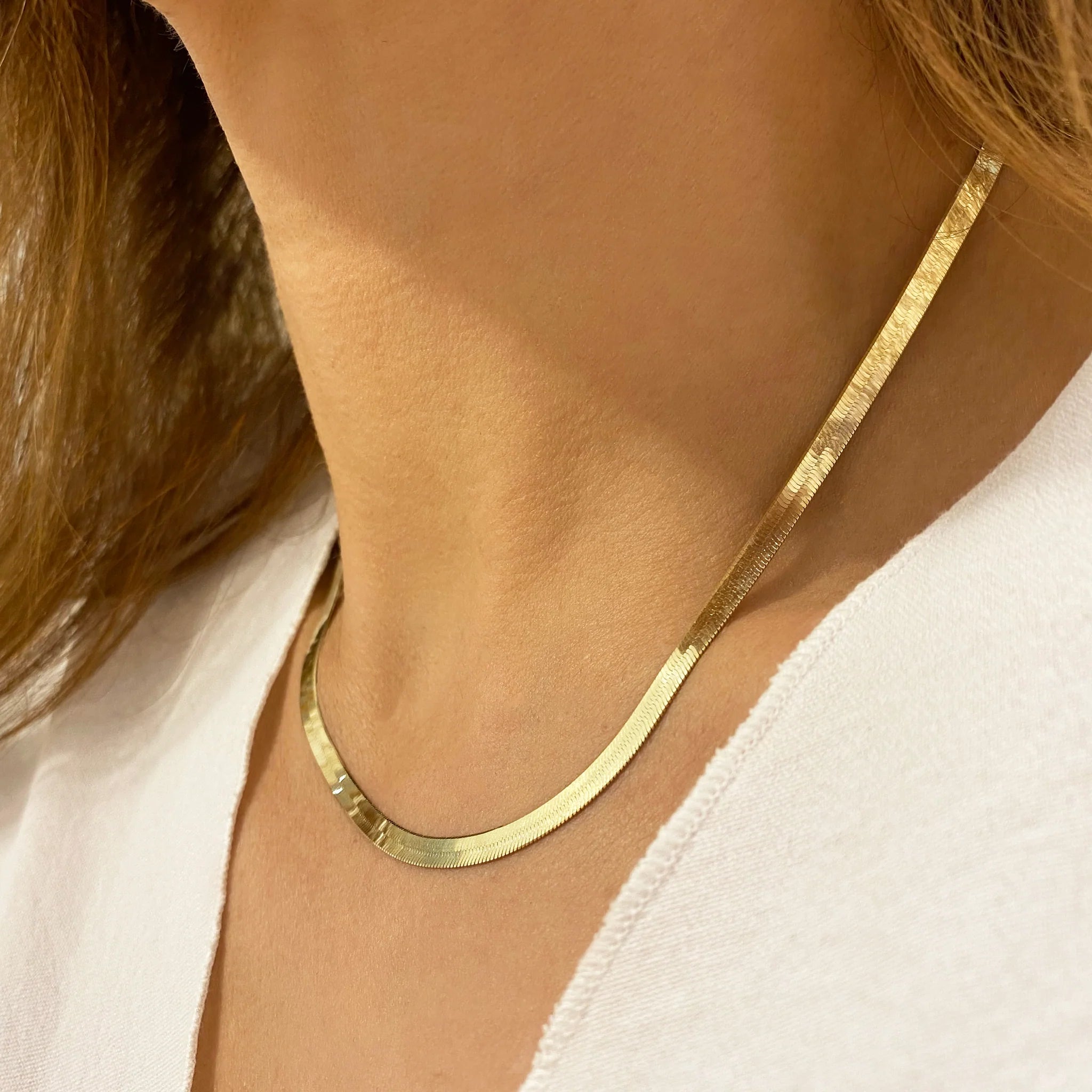 14K Flat Snake Choker Necklace 16 Discount Cost