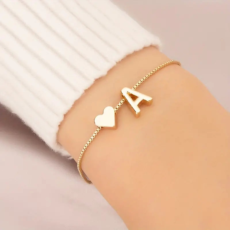 Elegant Love Heart Charm Bracelet - Delicate Minimalist Link Chain Cheap Online Store Manchester