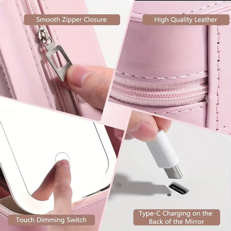 Travel Compact Touch Screen Tabletop Cosmetic Makeup Mirror with LED and 1200mAh Clearance Inexpensive